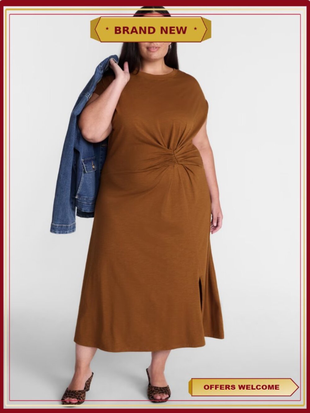 Plus Size Ruched Front Maxi Dress with Short Sleeves